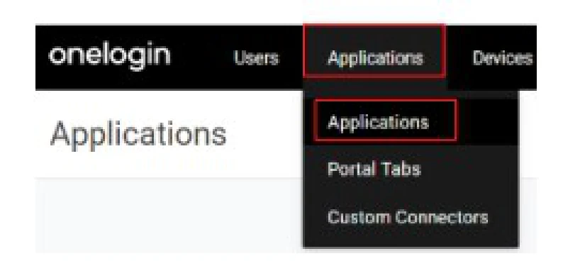 OneLoginのApplicationsメニュー